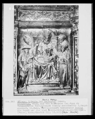 Thronender Petrus als Papst und die vier Kirchenväter