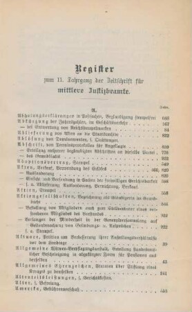 Register zum 11. Jahrgang der Zeitschrift für mittlere Justizbeamte