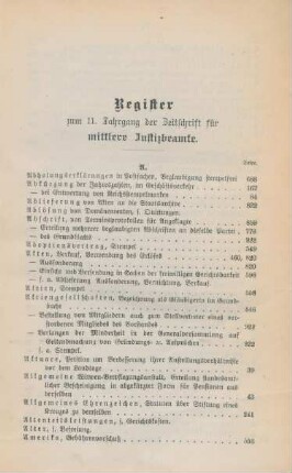 Register zum 11. Jahrgang der Zeitschrift für mittlere Justizbeamte