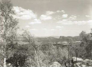 Sächsische Schweiz. Blick vom Kohlbornstein über das Elbtal auf die Schrammsteine