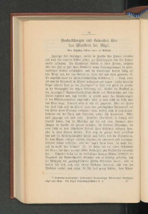Beobachtungen und Gedanken über das Wandern der Vögel.