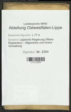 Heberegister der Subsidien aus den Ämtern Varenholz, Sternberg und Schwalenberg (Zweitexemplar)