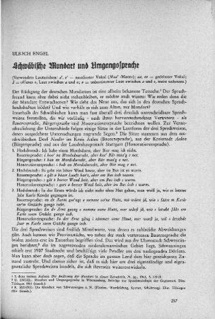 Schwäbische Mundart und Umgangssprache