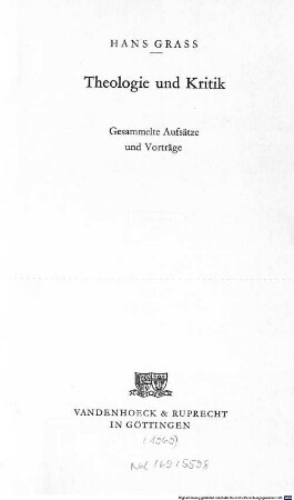 Theologie und Kritik : gesammelte Aufsätze und Vorträge
