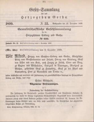33. Gesindeordnung vom 8. December 1899