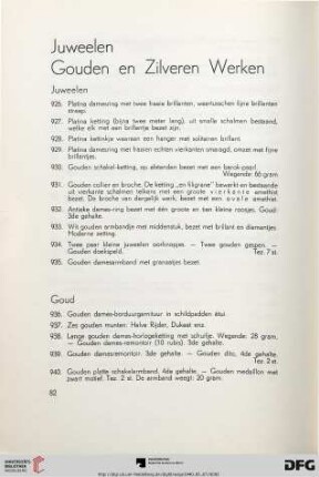 Juweelen - Gouden en zilveren werken (Nr. 926-1042)