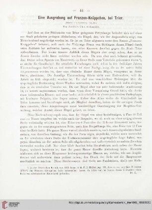 Eine Ausgrabung auf Franzen-Knüppchen, bei Trier