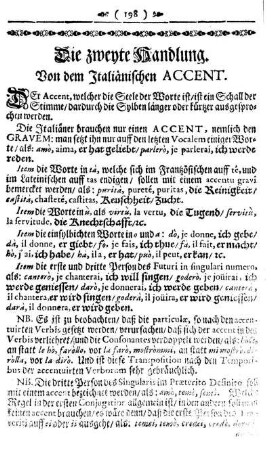 Die zweyte Handlung. Von dem Italiänischen Accent.