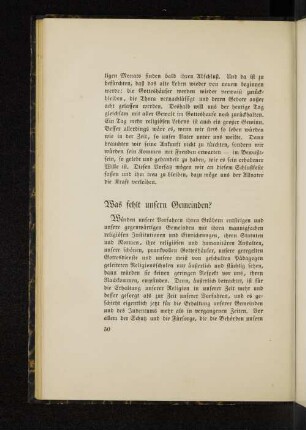 Was fehlt unseren Gemeinden?