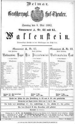 Wallenstein [Wallensteins Lager; Die Piccolomini; Wallensteins Tod]