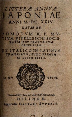 Litterae annvae Iaponiae anni M.D.C.XXIV.