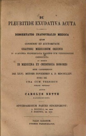 De pleuritide exudativa acuta : Diss. inaug. med.
