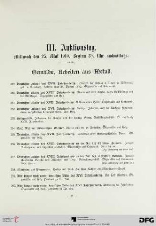 Gemälde, Arbeiten aus Metall (Nr. 249-360)