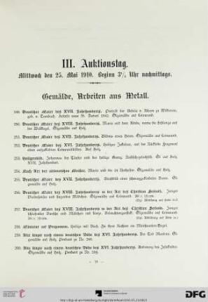 Gemälde, Arbeiten aus Metall (Nr. 249-360)