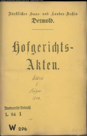 Wittich, Meister Ludwig zu Detmold gegen Bernd Böger, Vogt zu Lage - Schuldforderung