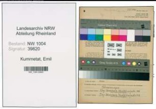 Entnazifizierung Emil Kummetat , geb. 27.05.1901 (Maurer)