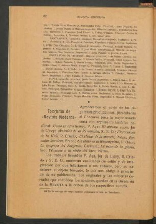 Concurso de "Revista Moderna"