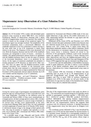 Magnetometer array observations of a giant pulsation event