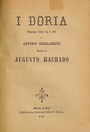 I Doria : dramma lirico in 4 atti