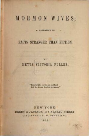 Mormon wives : a narrative of facts stranger than fiction