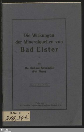 Die Wirkungen der Mineralquellen von Bad Elster