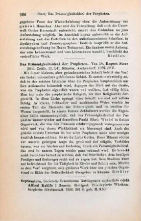 285-286 [Rezension] Nötscher, Friedrich, Altorientalischer und alttestamentlicher Auferstehungsglauben