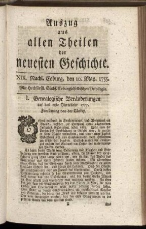 XIX. Nachl. Coburg, den 10. May. 1755.