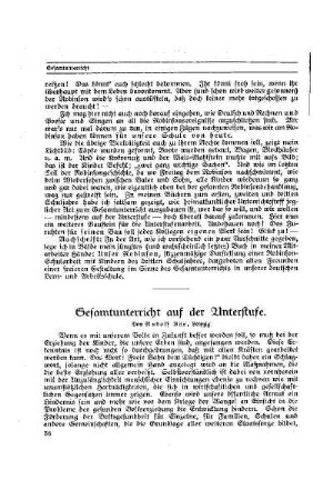 Gesamtunterricht auf der Unterstufe : [Beilage Gesamtunterricht]