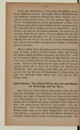 Zweite Periode. Von Lykurg (800 vor Chr.) bis zum Beginne der Perserkriege (500 vor Chr.)