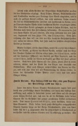 Zweite Periode. Von Lykurg (800 vor Chr.) bis zum Beginne der Perserkriege (500 vor Chr.)