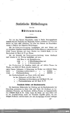 Statistische Mittheilungen über das Hüttenwesen : Statistische Mitteilungen über das Hüttenwesen