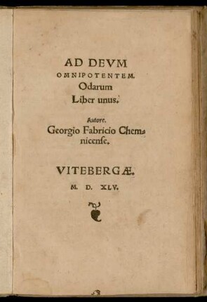 Ad Devm Omnipotentem Odarum Liber unus