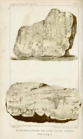 Hieroglyphics on sandstone rocks