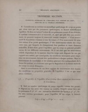 Troisième section. Propriétés générales de l'équilibre d'un systeme de corps [...]