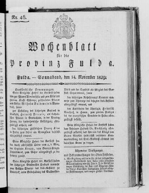 Nr. 46, Ausgabe vom 14. November 1829