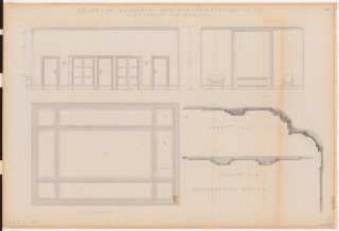 Preußischer Landtag, Berlin Umbau zum »Haus der Flieger«: Akademie für Luftfahrtforschung, Zimmer des Kanzlers: Ansichten 1:20, Grundriss und Details der Decke 1:20, 1:1