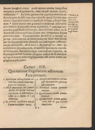 Caput III. Qua ratione singularum actionum Fata pereant.