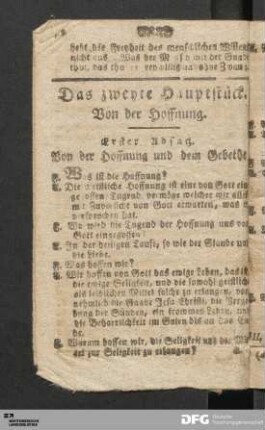 Das zweyte Hauptstück. Von der Hoffnung.