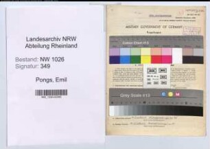 Entnazifizierung Emil Pongs , geb. 08.05.1895 (Maschinist)