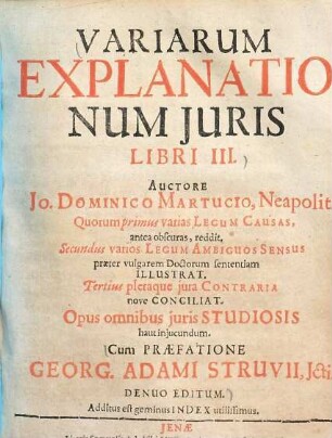 Variarum explanationum iuris libri III