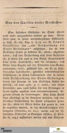Von den Quellen dieser Geschichte