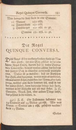 Die Regel Quinque Conversa