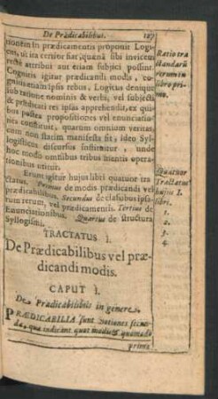 Tractatus I. De Praedicabilibus vel praedicandi modis.