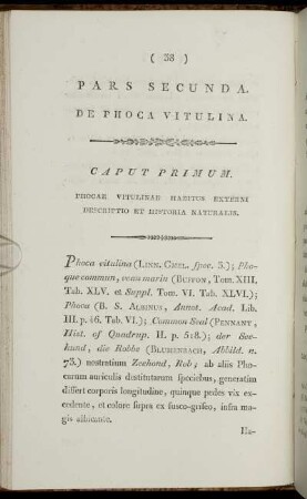 Pars Secunda. De Phoca vitulina