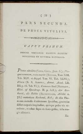 Pars Secunda. De Phoca vitulina