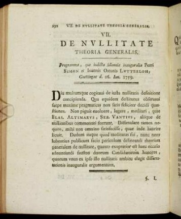 VII. De Nullitate Theoria Generalis