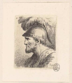 Bildnis eines Mannes mit Helm im Profil nach links, aus der Folge "Prove d'aqua forte", Bl. 10