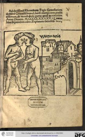 [Von der wunderbaren Geburt des Kindes zu Worms  De monstroso partu apud Wormatiam