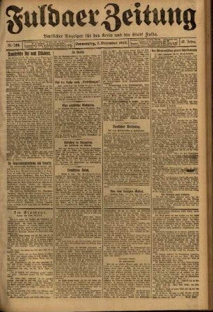 Ausgabe vom Donnerstag, den 07. Dezember 1922.