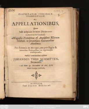 Disputatio Iuridica Inauguralis De Appellationibus
